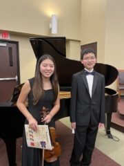 High school students learning accompanying skills